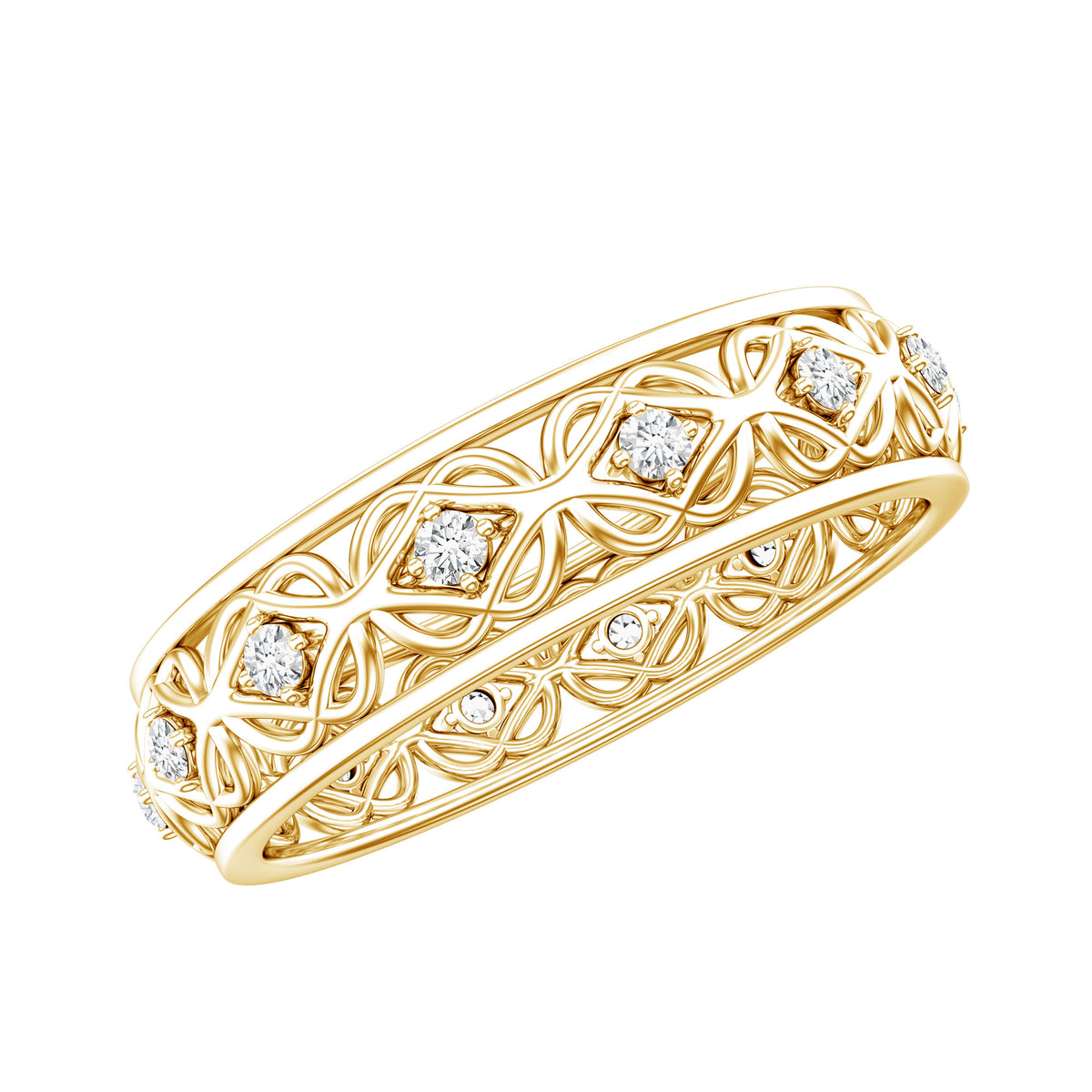 Moissanite Celtic Knot Wedding Band Ring D-VS1 - Rosec Jewels