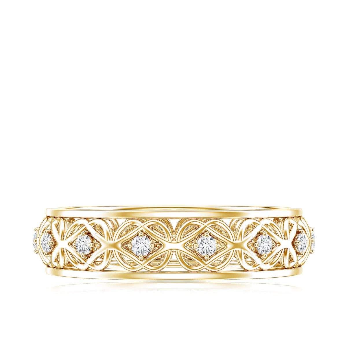 Moissanite Celtic Knot Wedding Band Ring D-VS1 - Rosec Jewels