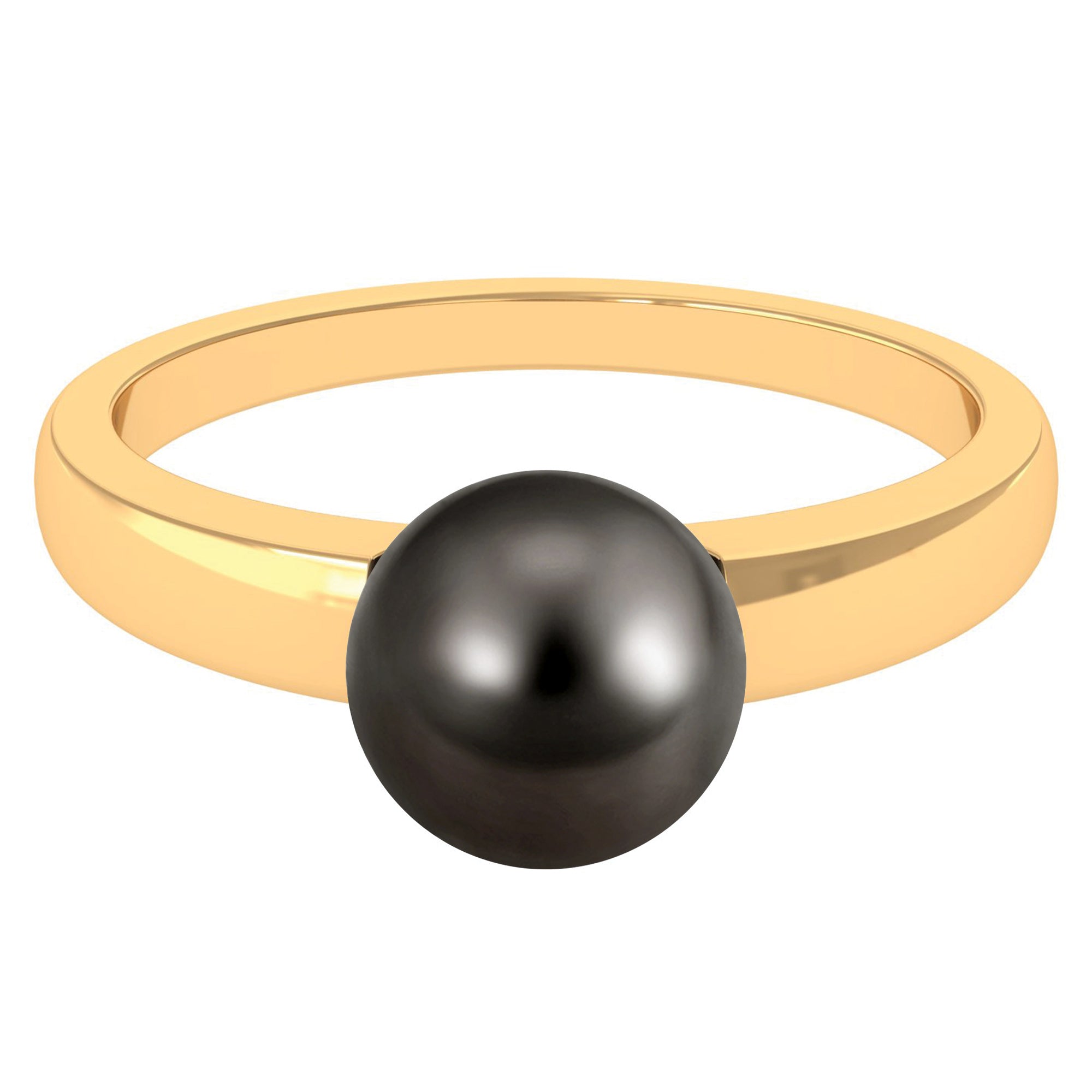 4.50 CT Tahitian Pearl Solitaire with Simple Gold Ring Tahitian pearl - ( AAA ) - Quality - Rosec Jewels