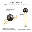 Handpicked Natural Black Pearl Solitaire Engagement Ring With Certificate AAA - Rosec Jewels