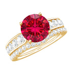 Certified Lab Grown Ruby and Moissanite Wedding Ring Set For Her AAAA - Rosec Jewels