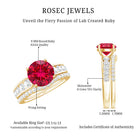 Certified Lab Grown Ruby and Moissanite Wedding Ring Set For Her AAAA - Rosec Jewels