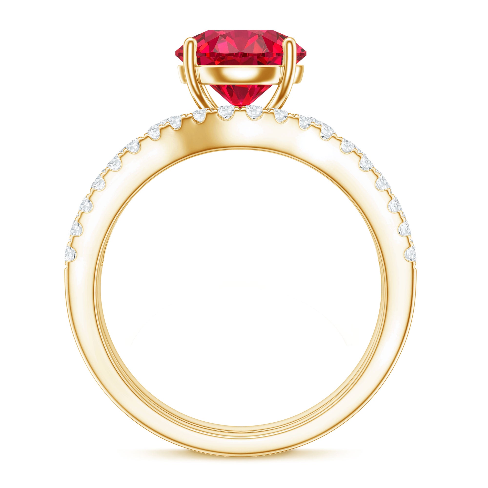 Certified Lab Grown Ruby and Moissanite Wedding Ring Set For Her AAAA - Rosec Jewels