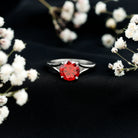 2.3 Carat Round Lab Grown Ruby Solitaire Engagement Ring in Split Shank AAAA - Rosec Jewels