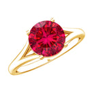 2.3 Carat Round Lab Grown Ruby Solitaire Engagement Ring in Split Shank AAAA - Rosec Jewels