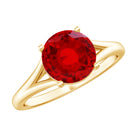 2.3 Carat Round Lab Grown Ruby Solitaire Engagement Ring in Split Shank AAAA - Rosec Jewels