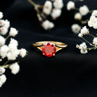 2.3 Carat Round Lab Grown Ruby Solitaire Engagement Ring in Split Shank AAAA - Rosec Jewels