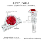 Round Cut Lab Created Ruby and Moissanite Bridal Ring Set AAAA - Rosec Jewels