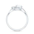 Emerald Cut Moissanite Engagement Ring with Enhancer D-VS1 - Rosec Jewels