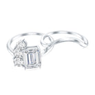 Emerald Cut Moissanite Engagement Ring with Enhancer D-VS1 - Rosec Jewels