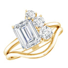 Emerald Cut Moissanite Engagement Ring with Enhancer D-VS1 - Rosec Jewels