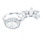 Designer Moissanite Oval Halo Wedding Ring Set with Certificate D-VS1 - Rosec Jewels