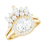 Designer Moissanite Oval Halo Wedding Ring Set with Certificate D-VS1 - Rosec Jewels