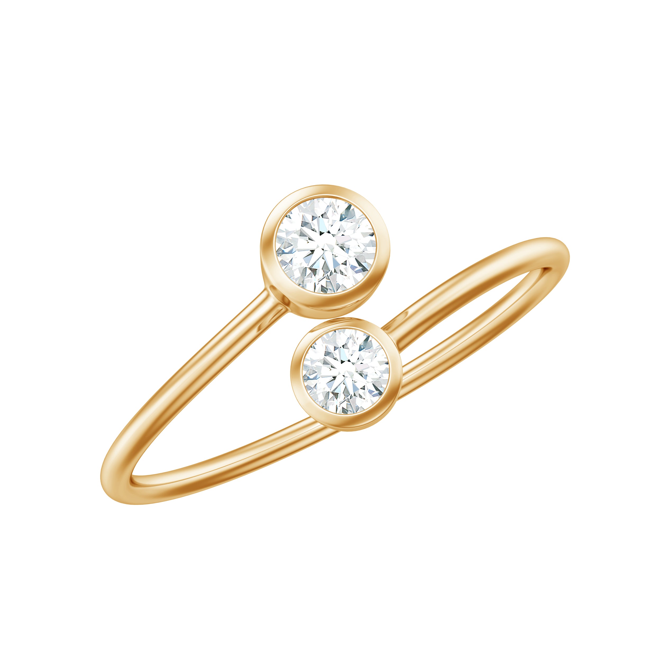 Bezel Set Diamond Toi Et Moi Ring for Promise Natural - ( HI-SI ) - Rosec Jewels