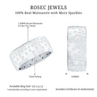 Certified Moissanite Wide Wedding Band in Flush Setting D-VS1 - Rosec Jewels