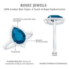 Pear Shaped London Blue Topaz and Diamond Statement Engagement Ring AAA - Rosec Jewels
