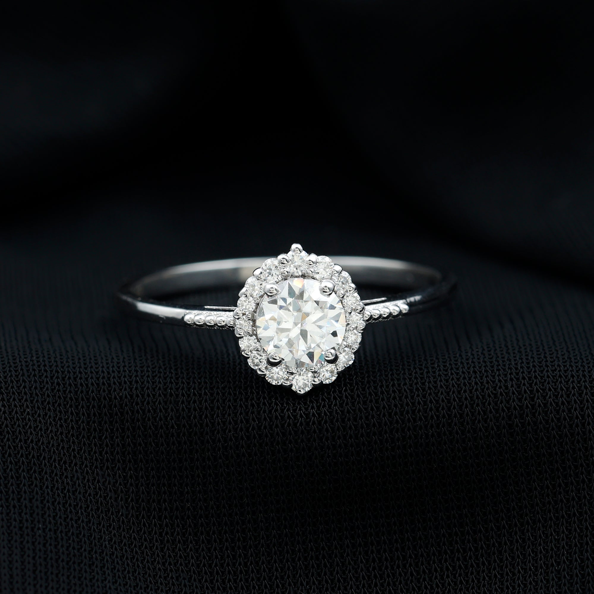 Certified Moissanite Halo Engagement Ring for Women D-VS1 - Rosec Jewels
