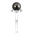 Genuine Tahitian Pearl Solitaire Split Shank Engagement Ring with Diamond AAA - Rosec Jewels