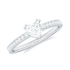 Solitaire Moissanite Heart Engagement Ring with Side Stones Moissanite - ( D-VS1 ) - Color and Clarity - Rosec Jewels