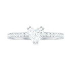 Solitaire Moissanite Heart Promise Ring with Side Stones D-VS1 - Rosec Jewels