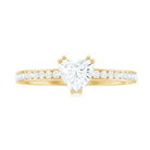 Solitaire Moissanite Heart Promise Ring with Side Stones D-VS1 - Rosec Jewels