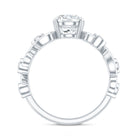 Certified Moissanite Engagement Ring with Ivy Scroll Shank D-VS1 - Rosec Jewels