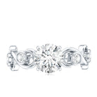 Certified Moissanite Engagement Ring with Ivy Scroll Shank D-VS1 - Rosec Jewels