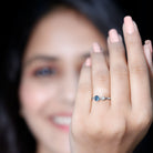 Round London Blue Topaz and Lab Diamond Two Stone Promise Ring For Her AAA - Rosec Jewels