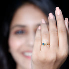 Round London Blue Topaz and Lab Diamond Two Stone Promise Ring For Her AAA - Rosec Jewels