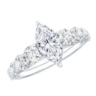 Marquise Cut Moissanite Engagement Ring with Side Stones D-VS1 - Rosec Jewels