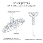 Marquise Cut Moissanite Engagement Ring with Side Stones D-VS1 - Rosec Jewels