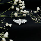 Marquise Cut Moissanite Engagement Ring with Side Stones D-VS1 - Rosec Jewels