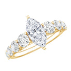 Marquise Cut Moissanite Engagement Ring with Side Stones D-VS1 - Rosec Jewels