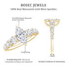 Marquise Cut Moissanite Engagement Ring with Side Stones D-VS1 - Rosec Jewels