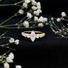Marquise Cut Moissanite Engagement Ring with Side Stones D-VS1 - Rosec Jewels