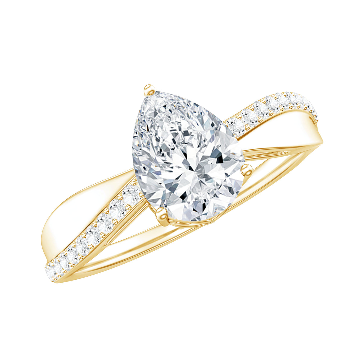 1 Carat Lab Grown Diamond Teardrop Engagement Ring with IGI Certificate Lab - ( E-VS1 ) - Rosec Jewels