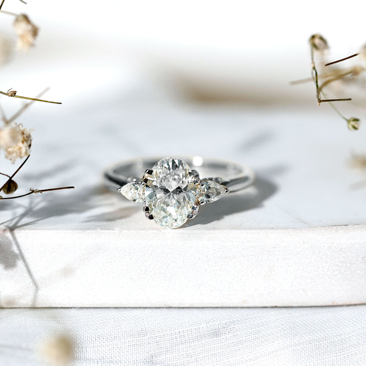 2 Carat Oval Lab Grown Diamond Journey Ring with IGI Certificate Lab - ( E-VS1 ) - Rosec Jewels