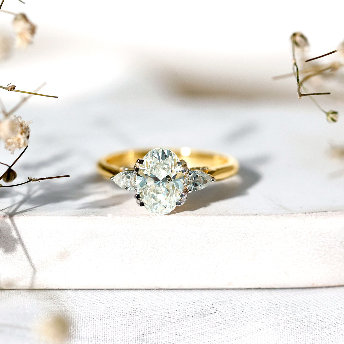 2 Carat Oval Lab Grown Diamond Journey Ring with IGI Certificate Lab - ( E-VS1 ) - Rosec Jewels