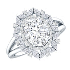 IGI Verified 2 Carat Oval Lab Grown Diamond Statement Engagement Ring with Double Halo Lab - ( E-VS1 ) - Rosec Jewels