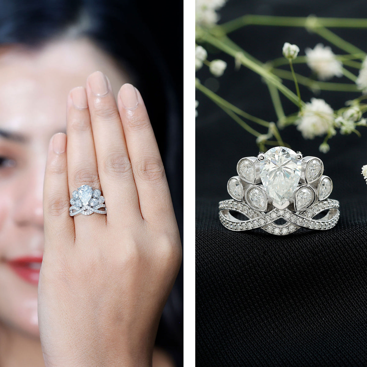 IGI Verified 2 Carat Lab Grown Diamond Cocktail Ring for Women Lab - ( E-VS1 ) - Rosec Jewels