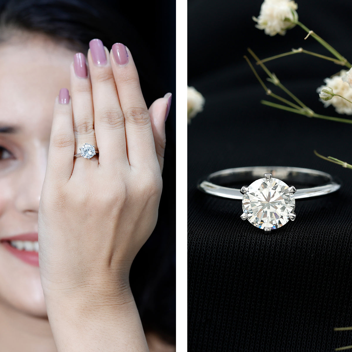 Lab Grown 2 Carat Diamond Solitaire Engagement Ring with IGI Certificate Lab - ( E-VS1 ) - Rosec Jewels