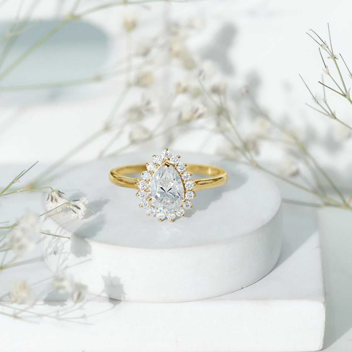 IGI Verified 2 Carat Lab Grown Diamond Pear Halo Engagement Ring Lab - ( E-VS1 ) - Rosec Jewels