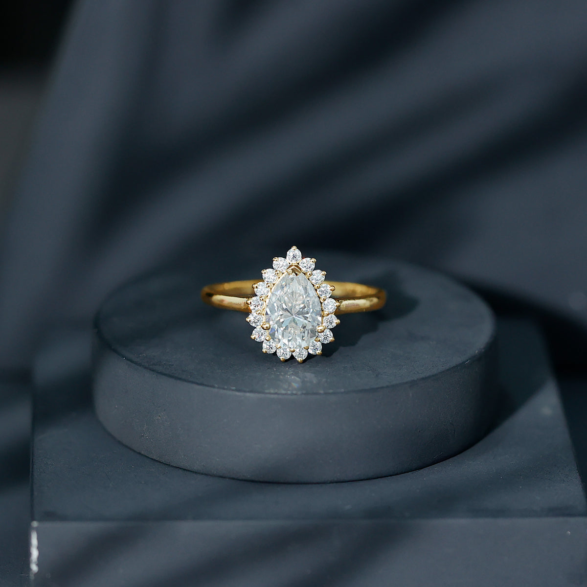 IGI Verified 2 Carat Lab Grown Diamond Pear Halo Engagement Ring Lab - ( E-VS1 ) - Rosec Jewels
