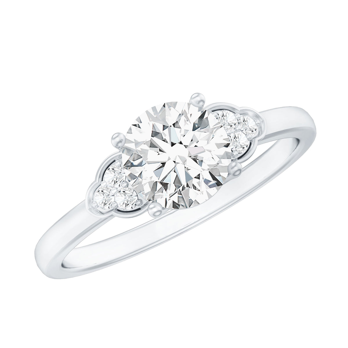 IGI Certified 2 Carat Lab Grown Diamond Round Engagement Ring for Her Lab - ( E-VS1 ) - Rosec Jewels