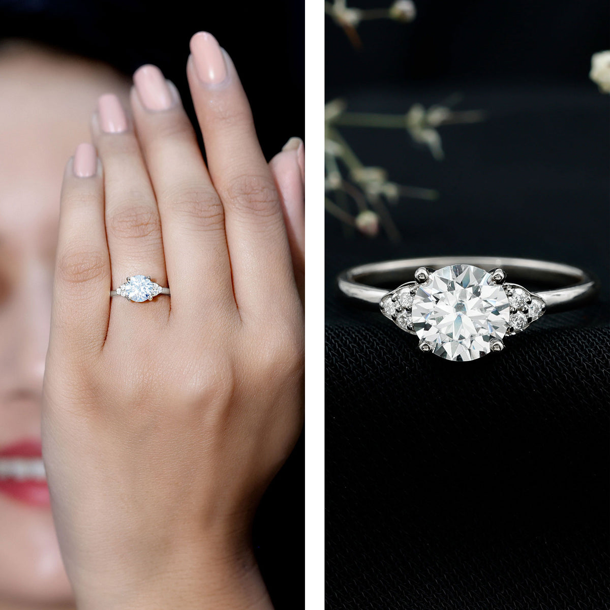IGI Certified 2 Carat Lab Grown Diamond Round Engagement Ring for Her Lab - ( E-VS1 ) - Rosec Jewels