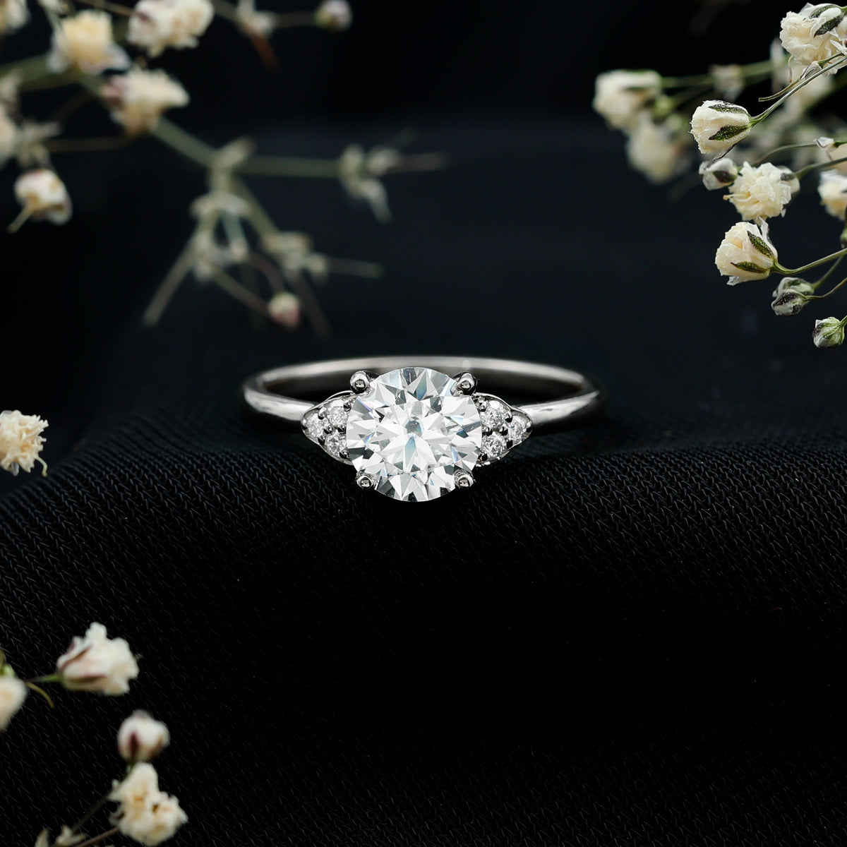 IGI Certified 2 Carat Lab Grown Diamond Round Engagement Ring for Her Lab - ( E-VS1 ) - Rosec Jewels