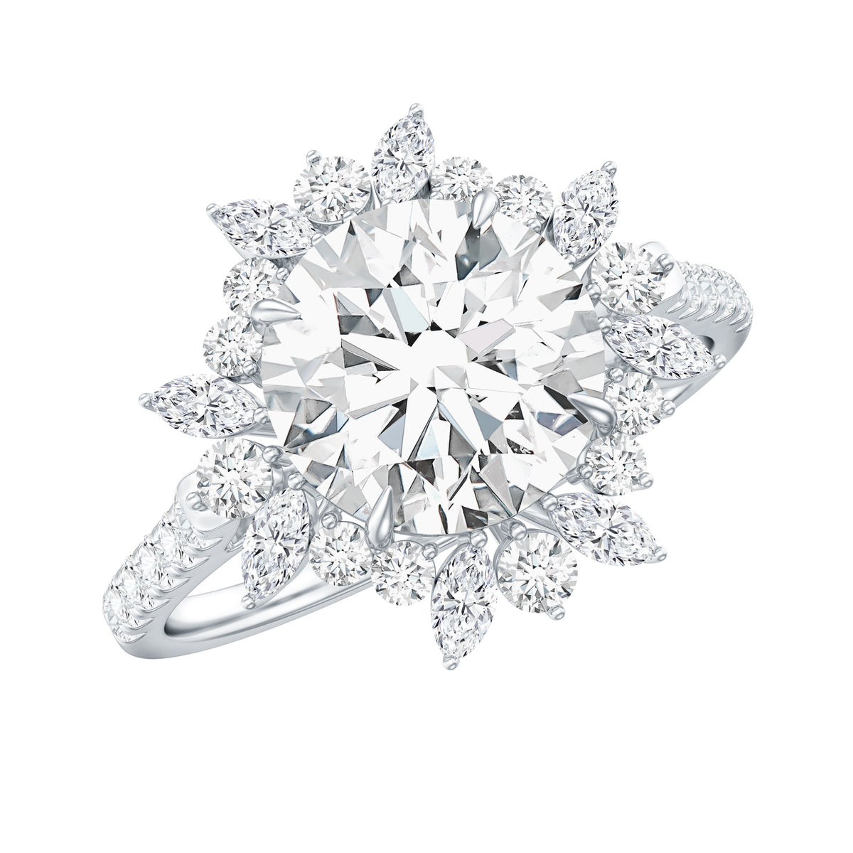 IGI Documented 2 Carat Lab Grown Diamond Cocktail Ring with Halo Lab - ( E-VS1 ) - Rosec Jewels