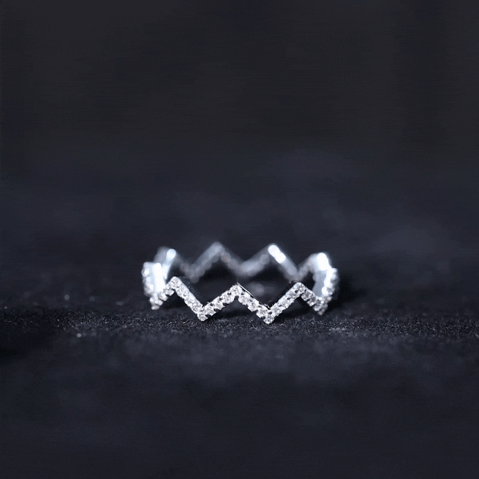Minimal Diamond Zig Zag Eternity Band Ring Natural - ( HI-SI ) - Rosec Jewels