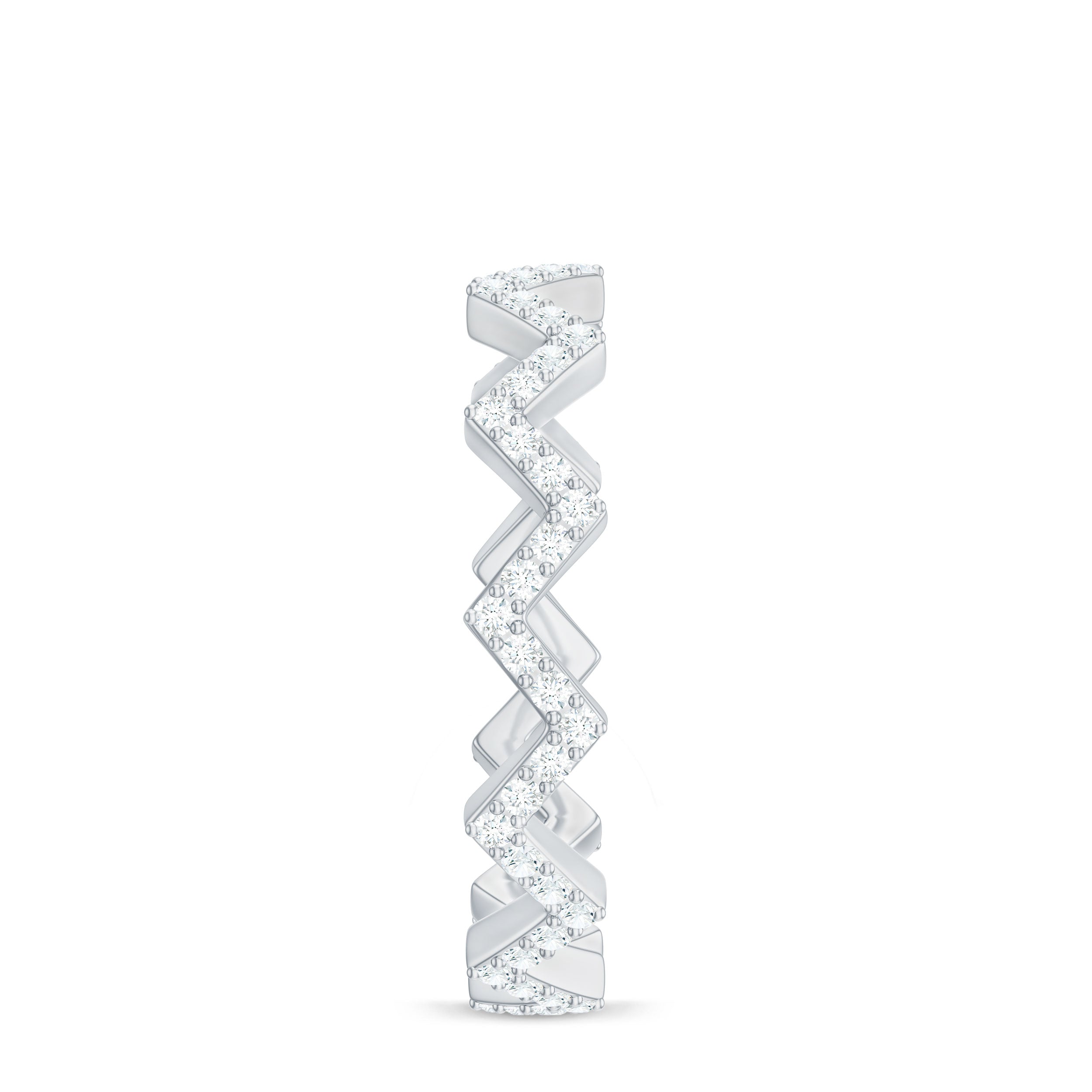 Minimal Diamond Zig Zag Eternity Band Ring Natural - ( HI-SI ) - Rosec Jewels