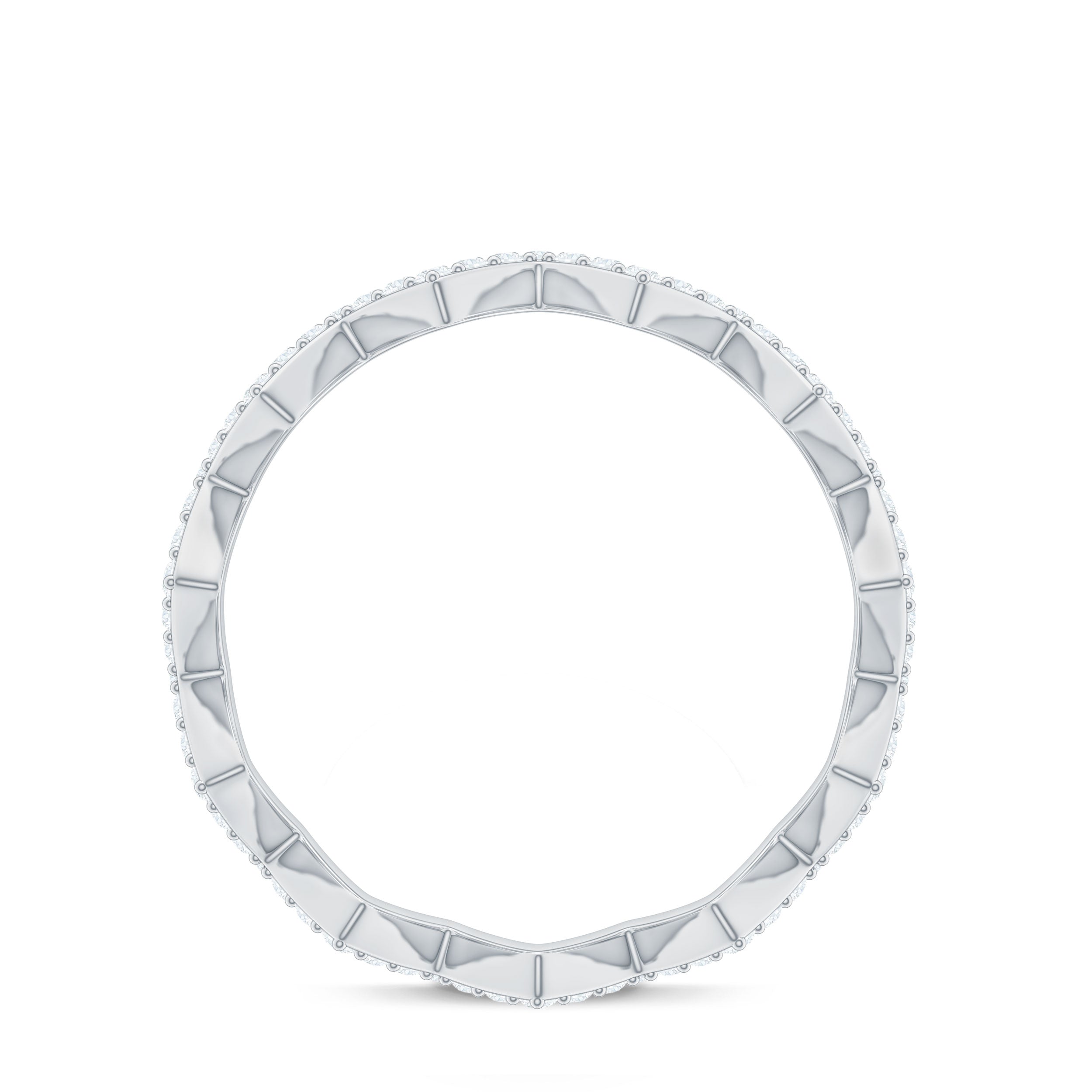 Minimal Diamond Zig Zag Eternity Band Ring Natural - ( HI-SI ) - Rosec Jewels